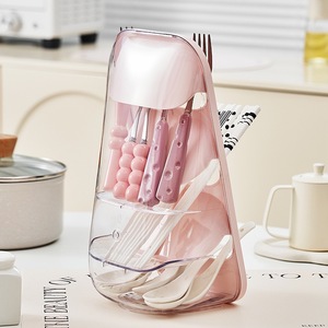 Étagère de rangement multi-niveaux 3 étages Blanc Gris Rose Vert Polyester Organisateur de bureau pour papeterie et ustensiles de cuisine - Product Image 2