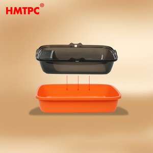 กระบะทรายแมว HMTPC ทรงสี่เหลี่ยม 40x30x14 ซม. วัสดุ PP สำหรับแมว พร้อมฝาปิด - Product Image 1