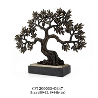 Décoration de sculpture de plante de feuille d'or d'arbre de jujube de pommier de résine tropicale d'olivier pour la maison