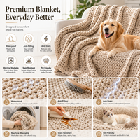 Nordischer Sandteppich Büro-Schlafdecke aus Korallenfleece Einfarbige Gestrickte Wolldecke im Instagram-Stil
