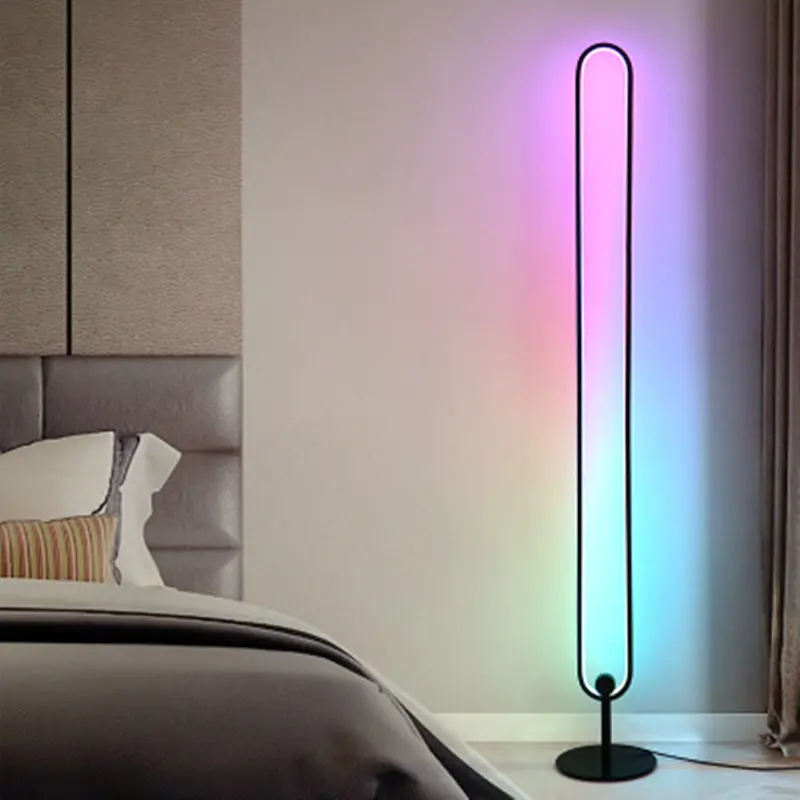 Lámpara de pie RGBIC con Control remoto para dormitorio y sala de estar, luces LED de esquina, moderna y Nórdica, en forma de U