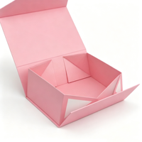 Boîte cadeau pliante élégante rose personnalisée, boîte d'emballage rigide en papier pliable avec fermeture magnétique pour cosmétiques et vêtements