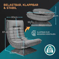 Dossier réglable 360 chaise de sol pliable rotative capacité de charge de 150 kg rembourré salon jeu Relax chaise de sol