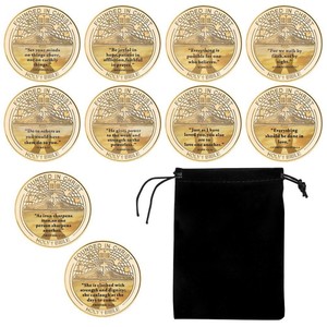 Moneda <span class=keywords><strong>de</strong></span> Desafío con Escrituras Cristianas Personalizada, Chapada en Oro, Medalla Religiosa <span class=keywords><strong>de</strong></span> Recuerdo para Regalo <span class=keywords><strong>de</strong></span> Fe - Product Image 1