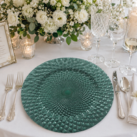 Assiettes de présentation jetables en PP de 13 pouces, personnalisables, non toxiques, écologiques, design solide, luxe, durables, 50 pièces pour hôtels