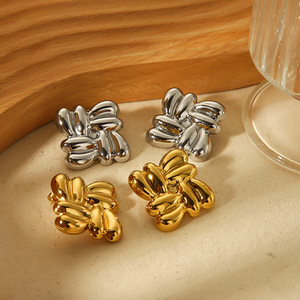 Pendientes de Acero Inoxidable con Baño de Oro de 18k, Diseño Geométrico para Mujer, Uso Diario - Product Image 2