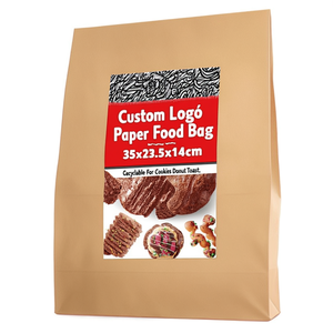 Bolsa de Papel para Alimentos con Logotipo Personalizado 35x23.5x14cm Reciclable para Galletas, Donuts y Tostadas - Product Image 3