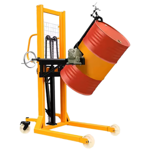 Lève-bidon hydraulique manuel pour fût d'huile en acier inoxydable <span class=keywords><strong>de</strong></span> 55 gallons, à fixation sur fourche, pinces antidérapantes, roues en nylon, levage <span class=keywords><strong>de</strong></span> 1500 mm - Product Image 1