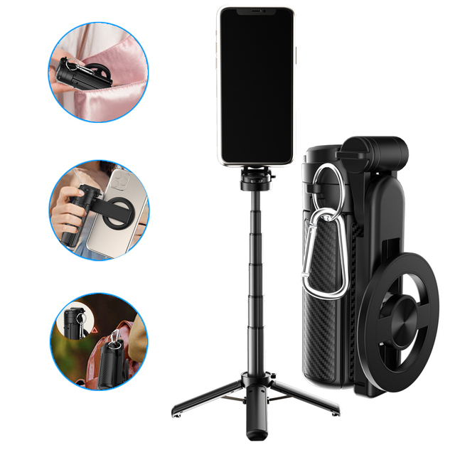 Pocket Grip Tripod Portable Mini Magnetic Selfie Stick with for Telescopic Mobile Phone Holder Selfie Stick