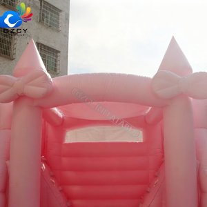 Château gonflable double toboggan rose avec piscine à balles - Product Image 6
