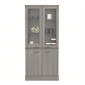 Vetrina Espositiva Hamar in Legno di Pino Massiccio Grigio Chiaro, 33.5x13.8x39.4 Pollici, Arredamento Moderno per la Casa - Product Image 1