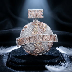 Colgante de Moissanita Plateada con Diseño de Globo Terráqueo y Diamantes, Joyería de Moda de Lujo para Fiestas y Eventos, Estilo Hip Hop, Mapa del Mundo con Brillo Premium - Product Image 3