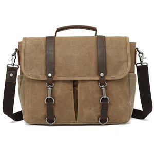 Sac à dos diagonal en toile pour hommes et femmes sac de photographie à épaule unique décontracté avec couche supérieure sac à main en cuir Crazy Horse - Product Image 1