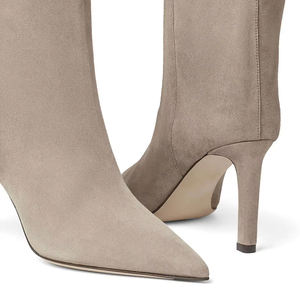 Yüksek kalite özel Logo kadın diz yüksek yapılan çizmeler ayakkabı kış sivri burun yüksek topuk çizmeler - Product Image 4