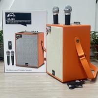 Nouveau DS-1852 Microphone portable double avec boîtier en bois de 8 pouces pour haut-parleur 5.3 avec sortie 20W, batterie intégrée et fonction karaoké