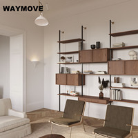 Armoires de cuisine contemporaines de luxe WAYMOVE, design moderne en bois massif, plan de travail en marbre, robinet, charnière, panier de tiroir, évier