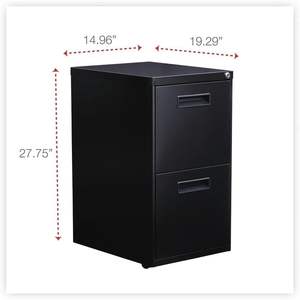 Alera PAFFBL Armoire de classement en métal à deux tiroirs, noire, 14 7/8w x 19-1/8d x 27-3/4h - Product Image 3