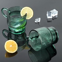 Tasse à thé en verre empilable vert émeraude au design original, 300 ml, design vintage en sergé