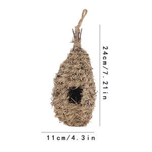 Nid d'oiseau tissé en herbe, forme ovale, taille moyenne, pour la décoration de la maison des oiseaux, artisanat de jardin - Product Image 5