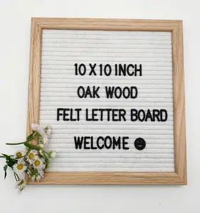 Groothandel 10X10 Inch Wit Eiken Massief Houten Frame Handgemaakt Handwerk Vilt Letterbord Voor Thuis Decors Kunst En Ambachten