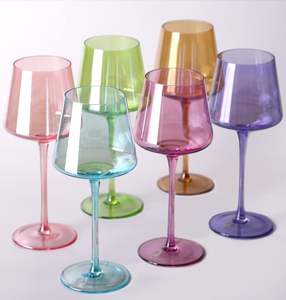 Verres à <span class=keywords><strong>vin</strong></span> rouge et blanc uniques et colorés de 18 oz, soufflés à la main, avec long pied, pour fêtes, <span class=keywords><strong>bar</strong></span> à domicile, Noël - Product Image 1