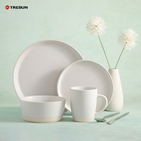 Service de table en grès céramique blanc mat de 16 pièces, design classique de luxe nordique, finition sous glaçure, avec tasses – Nouvelle Arrivée