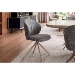 Fauteuil pivotant Puka en tissu bouclé avec base bronze pour salon - Product Image 2