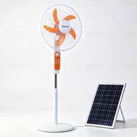Ventilateur de refroidissement solaire rechargeable de haute qualité de 16 pouces, OEM, haute efficacité, 4 vitesses, avec panneau solaire et fonction de lumière nocturne