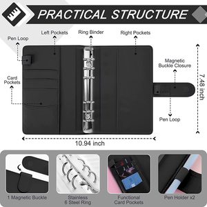 A6 Organizer per pianificatore di Budget rilegato da 6 copertine per raccoglitori ad anelli con 8 tasche per raccoglitori 24 pezzi fogli di bilancio per spese e 8 pezzi 34 adesivi - Product Image 4