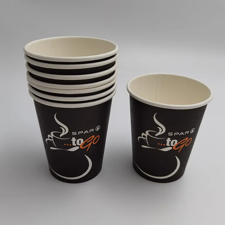 Özel baskılı logo 6oz 7oz 9oz 12oz 16oz 24oz 32oz siyah tek kullanımlık kağıt sıcak kahve içecek fincanı
