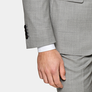 Fashion City Light Grey S150 Lana Business Casual Hombres Slim Two Single-breasted Suit. - Product Image 5