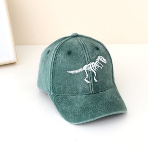 Gorras de béisbol bordadas vintage lavadas con dinosaurio y calavera para niños - Product Image 5
