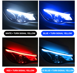 Luz Auto led faro impermeable fluye dinámica doble color blanco ámbar drl 12v luces led para autos - Product Image 2