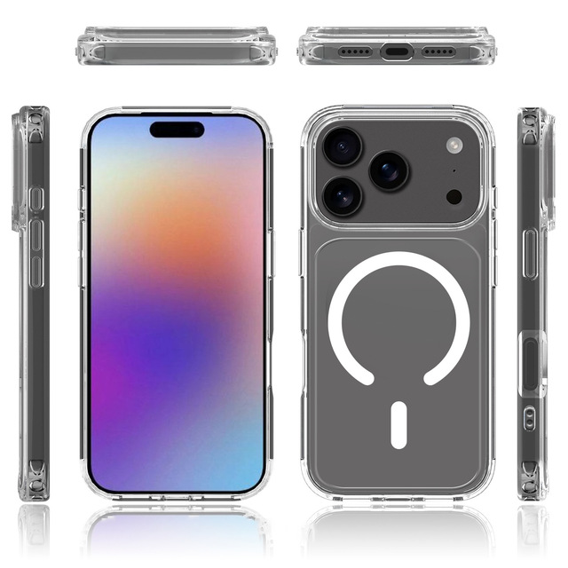 2.0mm Anti-yellow Transparent TPU Cover For iPhone 17 Pro Max Clear Magnetic Anti Shock Phone Cover for iPhone 17 Air 17 Pro 17