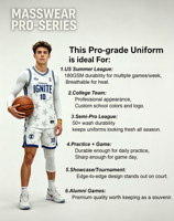 Uniformes de Baloncesto Personalizados para Jóvenes - Malla Transpirable de 180GSM, Sublimación Resistente al Lavado (Más de 50 Lavados) para Ligas Universitarias de Verano en EE. UU.