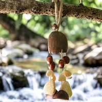 Handgemaakte handgeweven natuurlijke fruitshell windgong hanger Boheemse auto tas charme etnische tribale geluidstherapie ornament voor