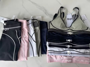 Ensemble <span class=keywords><strong>2</strong></span> pièces de leggings côtelés sans couture de haute qualité pour le yoga et le Pilates, collection 2026 GC, pour femme, vêtements de sport modestes - Product Image 2