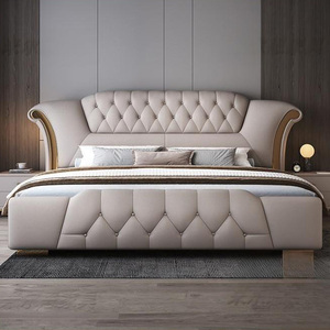 <span class=keywords><strong>Lit</strong></span> de luxe blanc super grand pour chambre double, design moderne, tête de <span class=keywords><strong>lit</strong></span> en cuir capitonnée, taille king ou queen - Product Image 6
