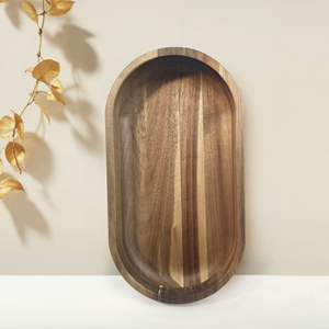 Assiette de service ovale en bois d'acacia Plateaux de présentation en bois pour la décoration intérieure Plateau ovale en bois - Product Image 6