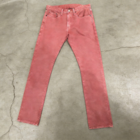 Pantalon en jean coupe ajustée pour homme, couleur personnalisée OEM ODM, coupe courbée, délavage effet moustaches, denim orange, jeans en denim