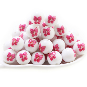 100 pièces/lot, nouvelles perles en silicone personnalisées imprimées, perles à coudre de 15 mm, fabrication de porte-clés, stylos, bijoux, colliers - Product Image 6