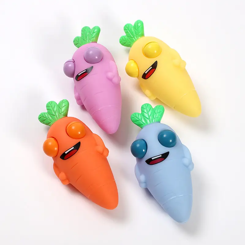 Lustige Karotten zappeln Stress abbau knallende Augen Spielzeug Cartoon Karotte Squeeze Eye Toy