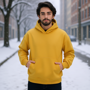 Sweat à capuche unisexe personnalisé en molleton mélangé coton, coupe oversize décontractée pour l'hiver, longueur standard, couleur unie, service OEM - Product Image 2