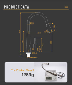 Robinet de cuisine <span class=keywords><strong>professionnel</strong></span> en acier inoxydable 304 brossé avec <span class=keywords><strong>douchette</strong></span> extractible et mitigeur chaud/froid - Product Image 6
