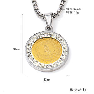 Collar con Colgante de Piedra Preciosa Estilo Punk, Chapado en Oro de 18K, Acero Inoxidable 316L, Personalizable al por Mayor, para Hombre, <span class=keywords><strong>Atila</strong></span> AD-0015 - Product Image 2