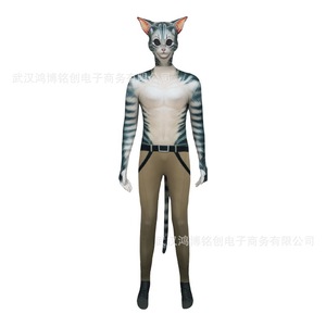 Costume de chat tendance, combinaison intégrale avec couvre-chef pour Halloween, fête cosplay, performance, adulte unisexe - Product Image 1
