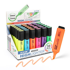 Gxin G-342/36A Wholesale Highlighter Pen Marker set of 36 pieces in six vivid colors Customized logo Highlighter Pen