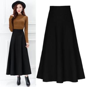 High Waisted Long A Line Skirt Women Black Plus Size Solid Color Slimming Elegant Autumn Winter Fashion Skirt - Product Image 1