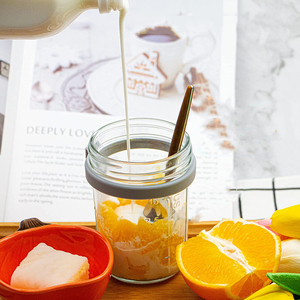 โห<span class=keywords><strong>ล</strong></span>แก้วใส่ข้าวโอ๊ตแบบ<span class=keywords><strong>พ</strong></span>กพาขนาด350มล. <span class=keywords><strong>พ</strong></span>ร้อมฝาแ<span class=keywords><strong>ล</strong></span>ะช้อนขวดแก้วเมสันปากกว้างพร้อมเครื่องหมายขนาดสินค้าพร้อมส่ง - Product Image 6