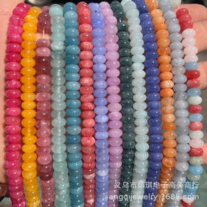 Perles de boulier calcédoine de couleur naturelle créativité plate bijoux à bricoler soi-même bracelet collier chaîne de taille accessoires en gros - Product Image 1